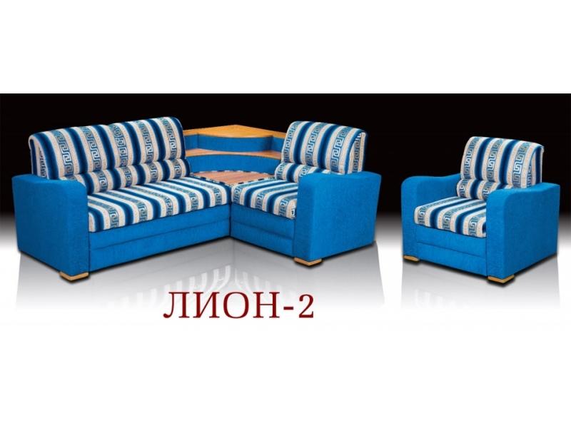 полосатый угловой диван в синем цвете лион 2 в Нижневартовске