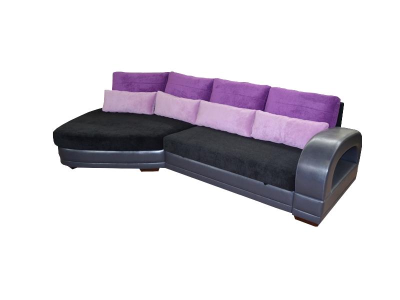 черный угловой диван с фиолетовыми подушками каравелла 18 в Нижневартовске