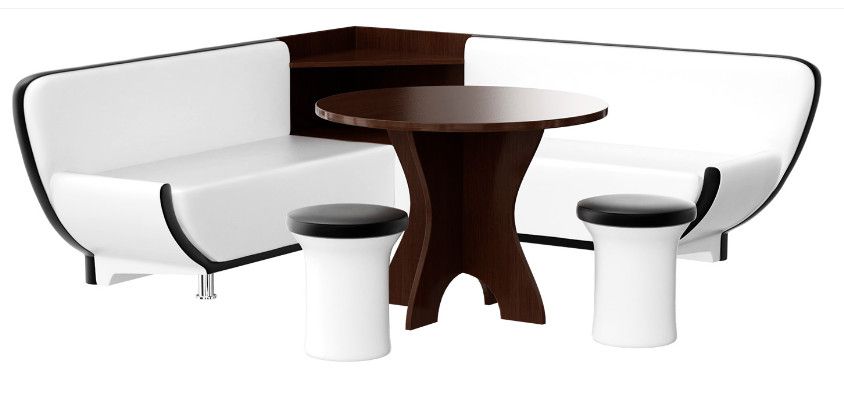 кухонный уголок лотос - эко-кожа белый черный в Нижневартовске