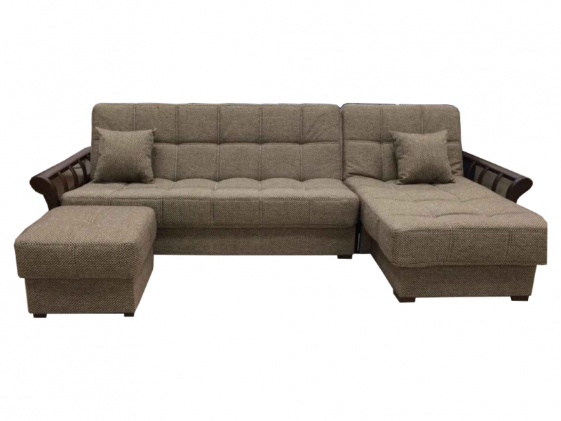 коричневый диван с оттоманкой и пуфом в Нижневартовске