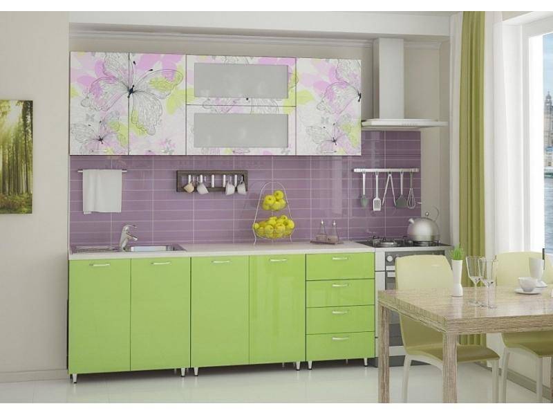 светлая кухня с принтом бабочки в Нижневартовске