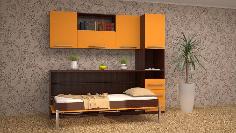 горизонтальная кровать-трансформер с полками в Нижневартовске