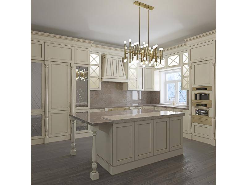 светлая кухня с островом в Нижневартовске