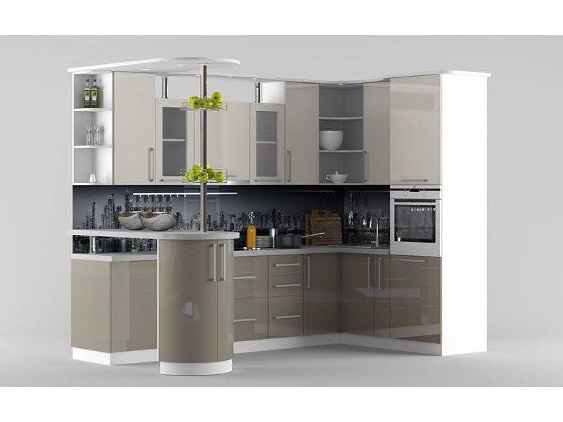 серая кухня с барной стойкой в Нижневартовске