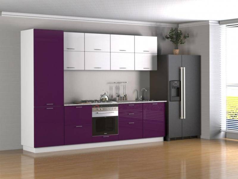 кухня прямая баклажан-белый в Нижневартовске