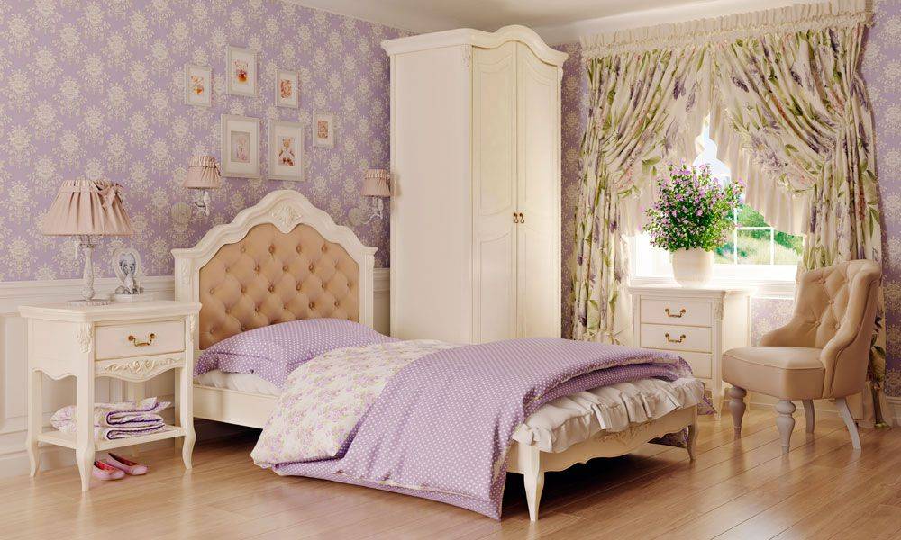 светлая спальня с односпальной кроватью в Нижневартовске