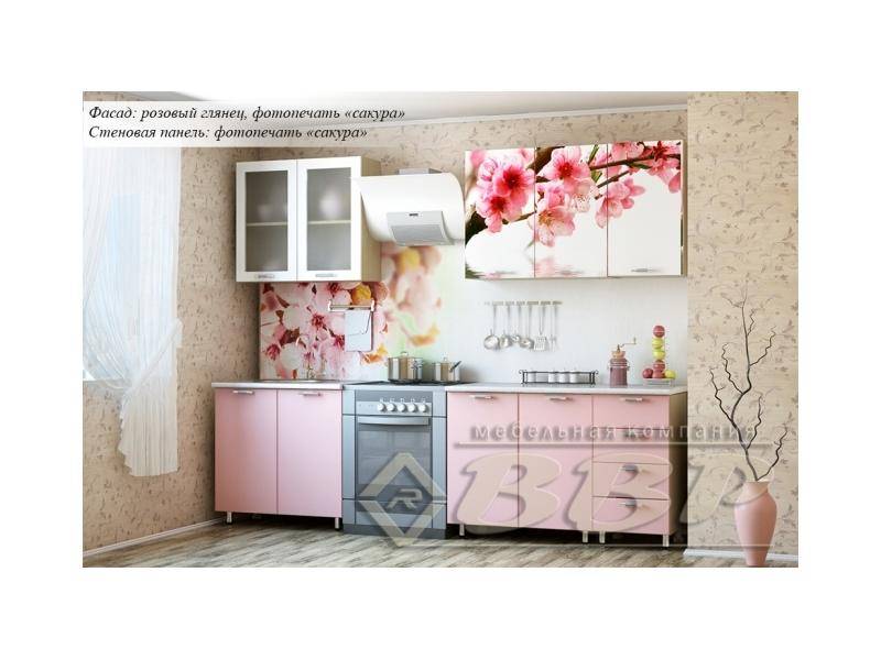 кухня с фотопечатью сакура в Нижневартовске