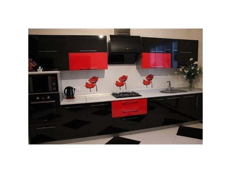 кухня прямая красно-черная в Нижневартовске