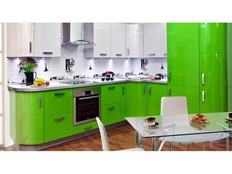 зеленая глянцевая кухня пластик в Нижневартовске