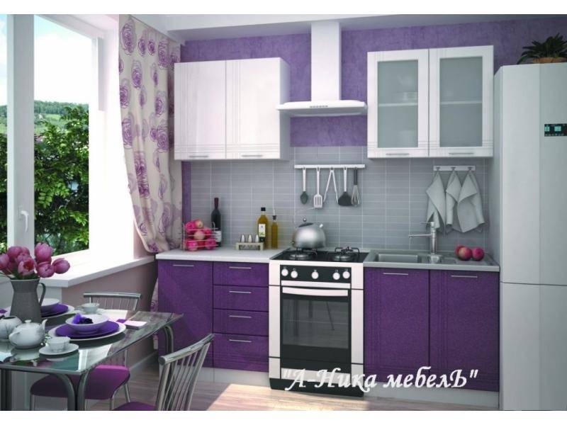 небольшая фиолетовая кухня вертикаль в Нижневартовске
