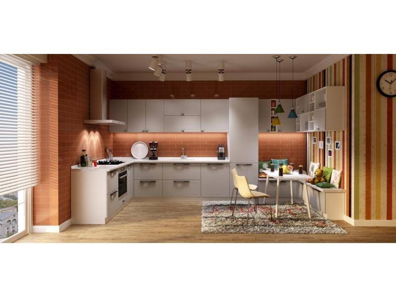 угловая кухня в белом цвете бостон в Нижневартовске