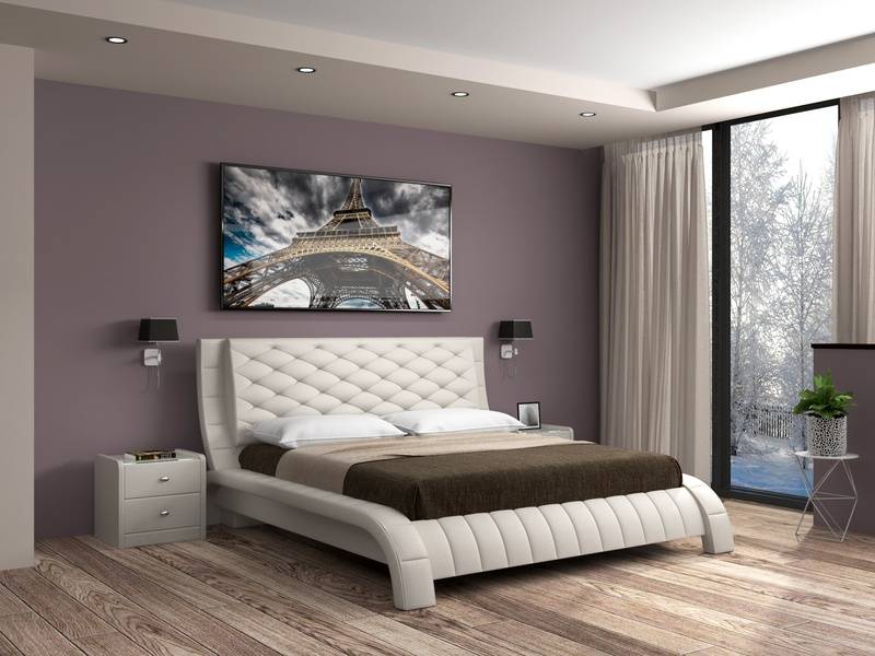 кровать шанель из экокожи с мягким изголовьем в Нижневартовске