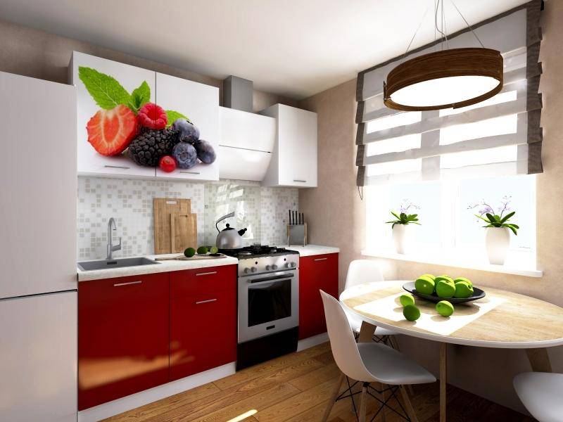 красная кухня с фотопечатью ягоды в Нижневартовске