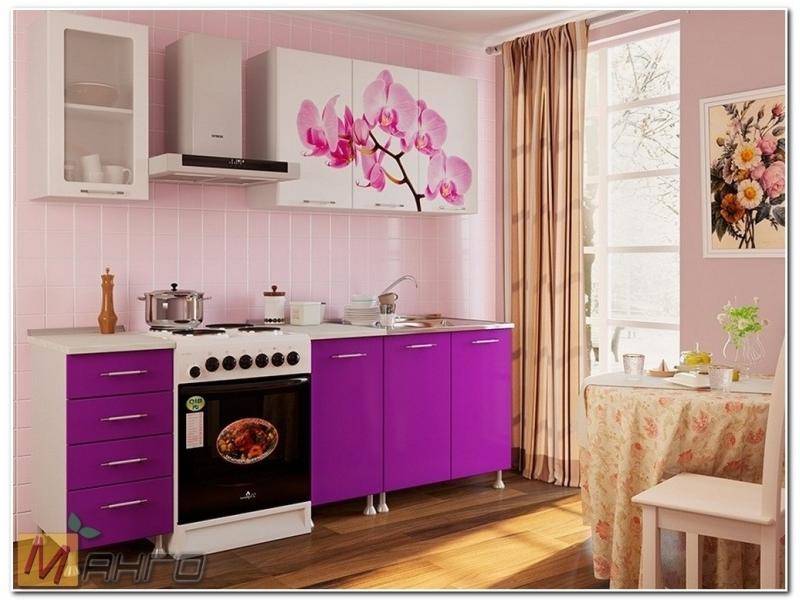 прямая кухня орхидея с фотопечатью в Нижневартовске