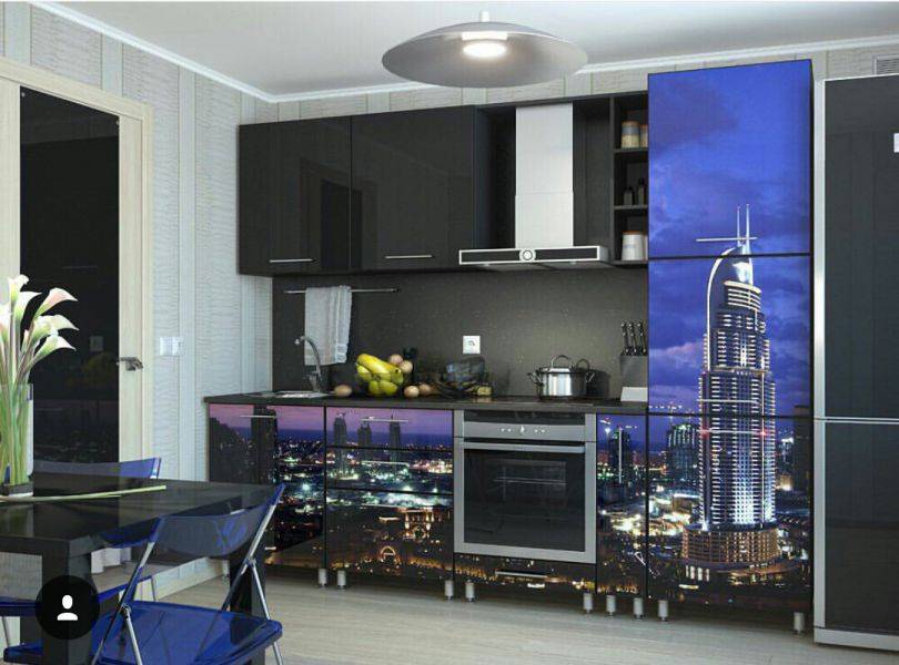 прямая кухня с фотопечатью в Нижневартовске