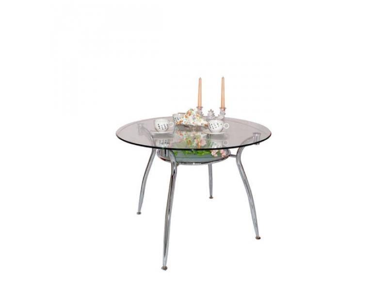 круглый стеклянный стол с полкой под столешницей в Нижневартовске