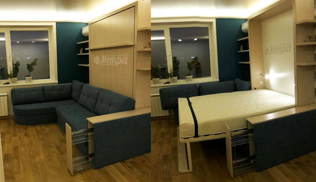 шкаф-кровать с полукруглым угловым диваном в Нижневартовске