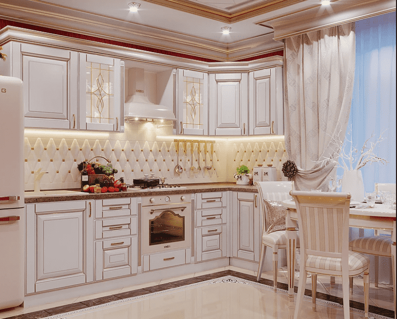 угловая кухня в классическом стиле в Нижневартовске