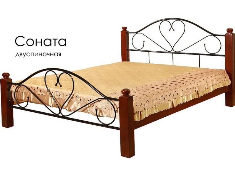 кровать соната из массива сосны с элементами ковки в Нижневартовске