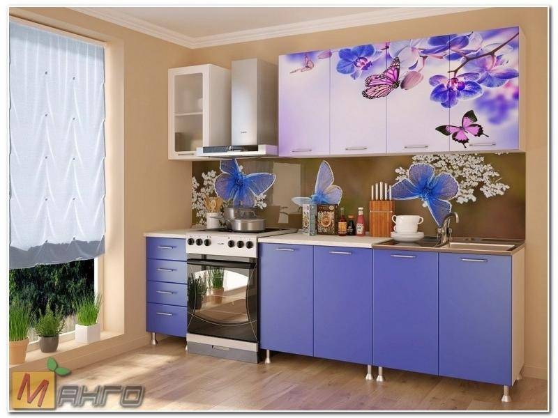 прямая кухня бабочки с фотопечатью в Нижневартовске