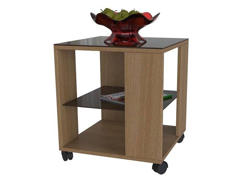 стол журнальный beautystyle 6 бук/стекло темно-коричневое в Нижневартовске