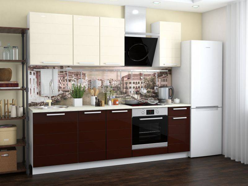 кухня римини кофе -ваниль глянец мдф в Нижневартовске