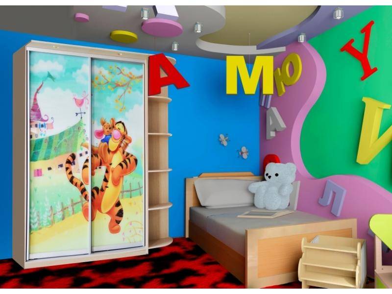 шкаф-купе с фотопечатью и этажеркой в Нижневартовске