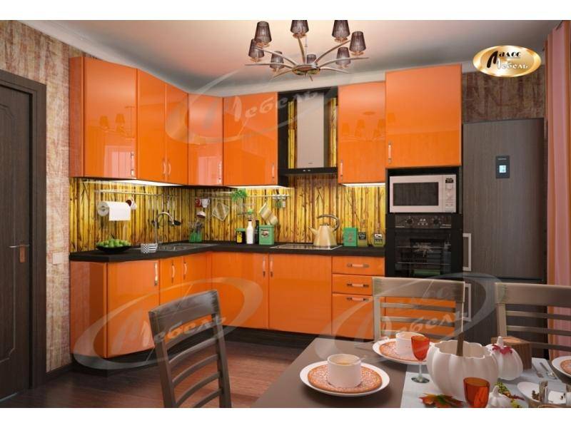 оранжевая угловая кухня мандарин в Нижневартовске