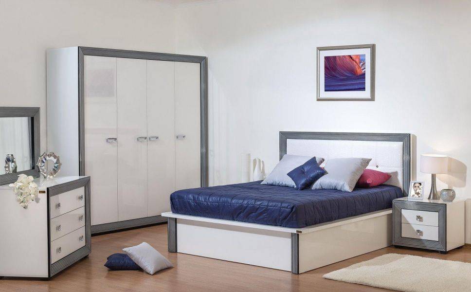 спальня даймонд наоми белый/металлик/глянец в Нижневартовске