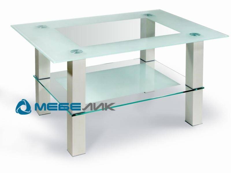 стол журнальный кристалл 2 алюминий/прозрачное в Нижневартовске