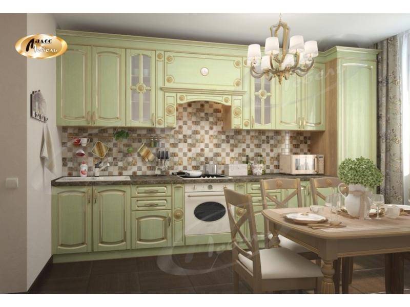 светлая зеленая кухня клио-бьянка в Нижневартовске