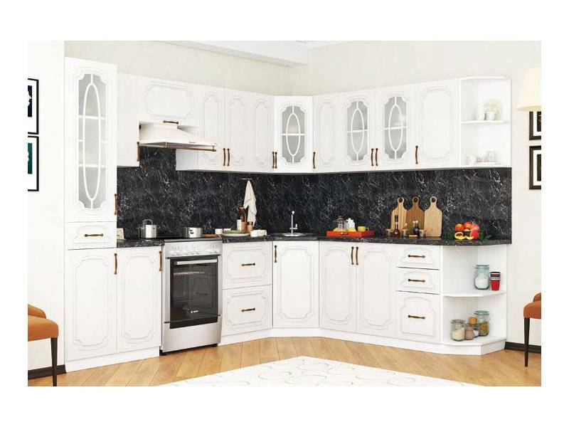 угловая белая кухня люкс в Нижневартовске