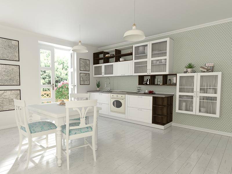 светлая кухня с навесными шкафами провенсия small в Нижневартовске