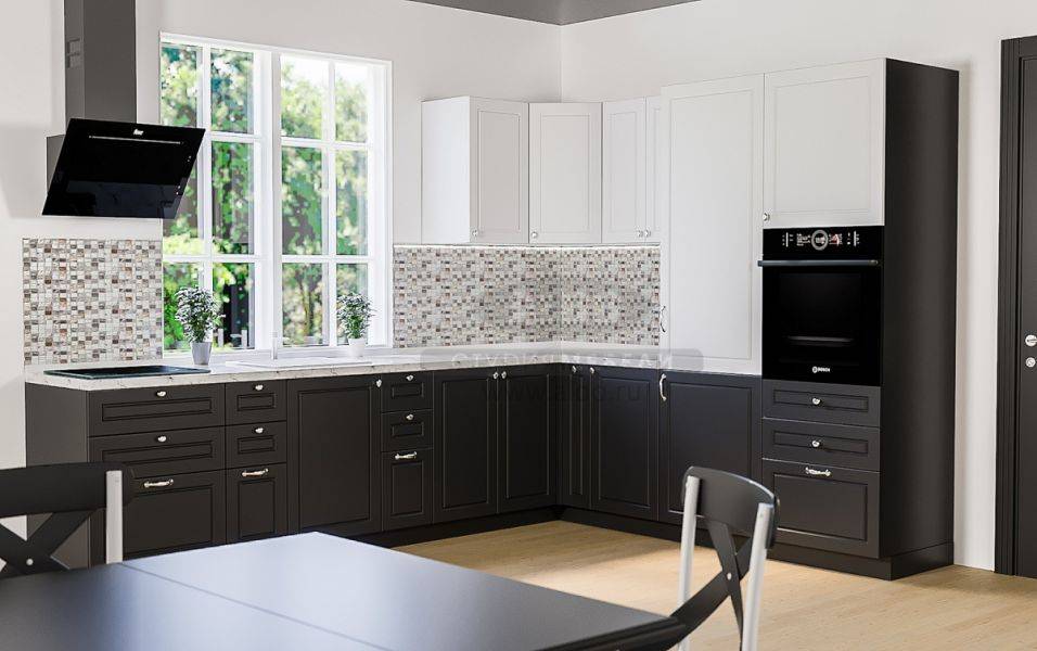 угловая классическая двухцветная кухня в Нижневартовске