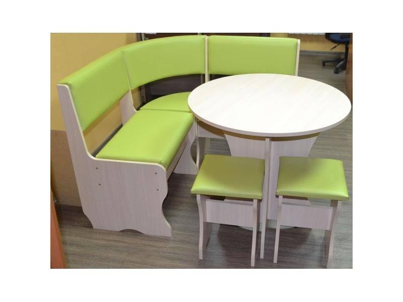 кухонный уголок лотос, дуб выбеленный, к/з салатовый в Нижневартовске