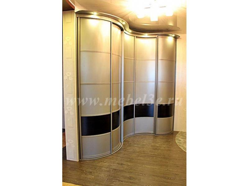 радиусный шкаф купе выпукло-вогнутой формы в Нижневартовске