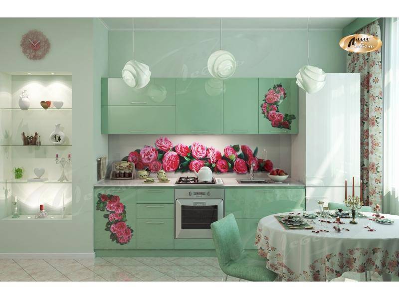 кухня прямая «розовая гроздь» в Нижневартовске