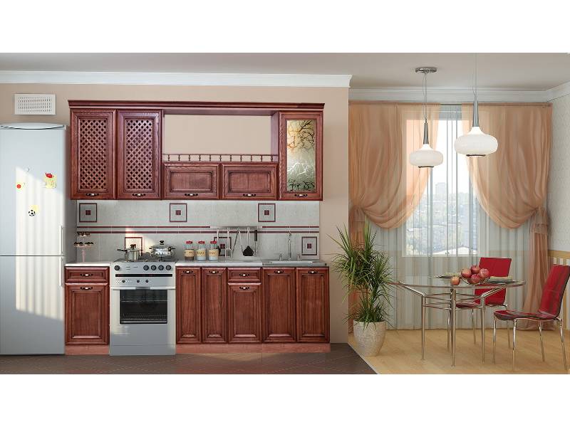 кухня прямая с деревянными фасадами в Нижневартовске