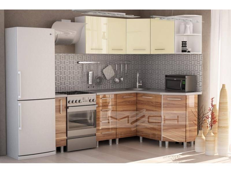 светлый дизайн угловой кухни в Нижневартовске