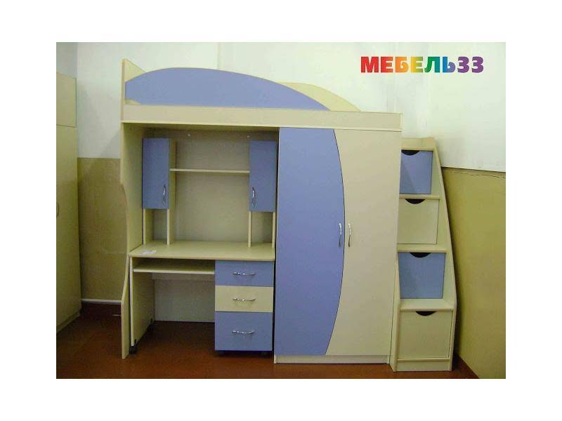 детская кровать-чердак с рабочим местом и шкафом в Нижневартовске