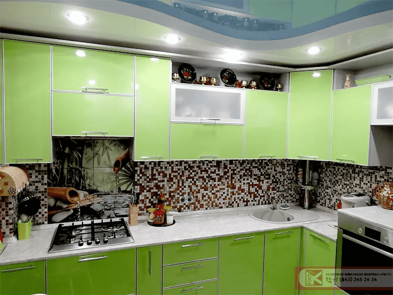 кухня модерн зеленая в Нижневартовске