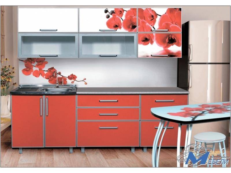 кухня прямая орхидея красная в Нижневартовске