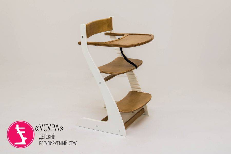 детский растущий регулируемый стул усура белый-дерево в Нижневартовске