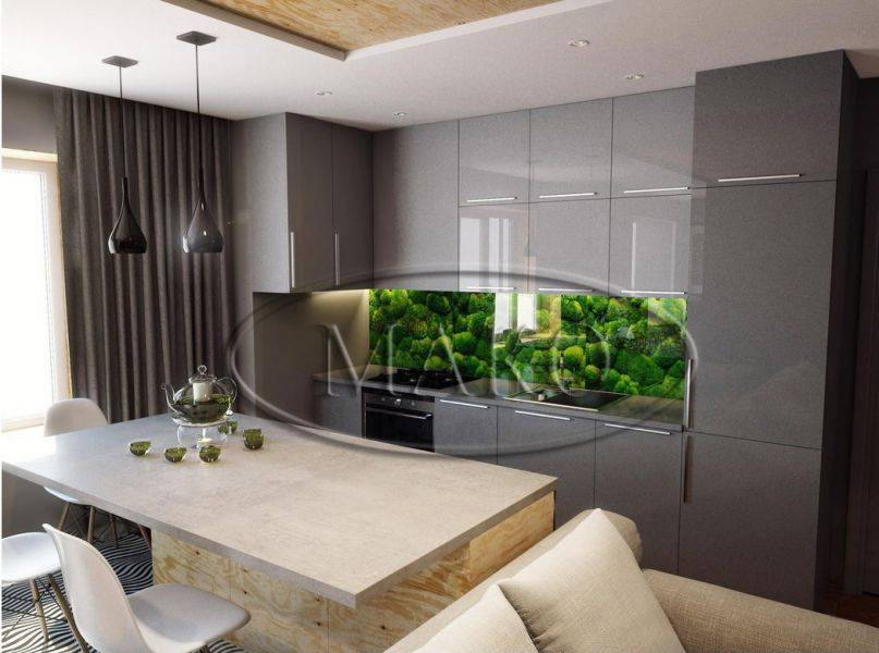 кухня серая в стиле минимализм 3 в Нижневартовске