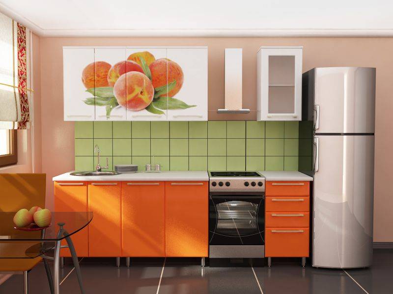 прямая кухня с фотопечатью персик в Нижневартовске