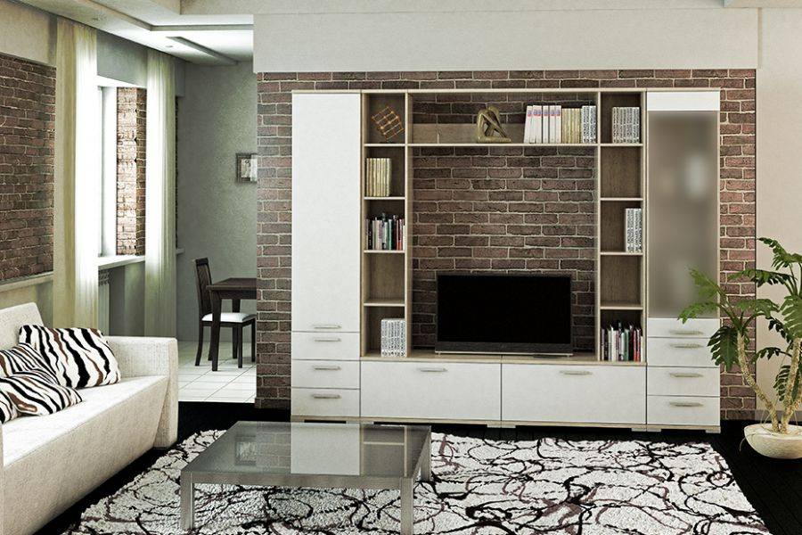 модульная гостиная вейла к-06 дуб каньон светлый/белый полуглянец в Нижневартовске