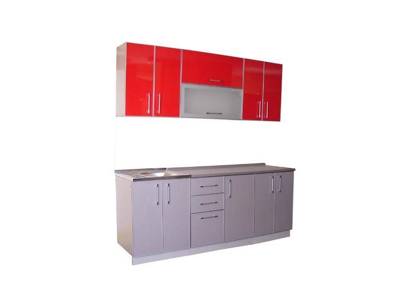 кухня из пластика комплект красный верх серый низ в Нижневартовске