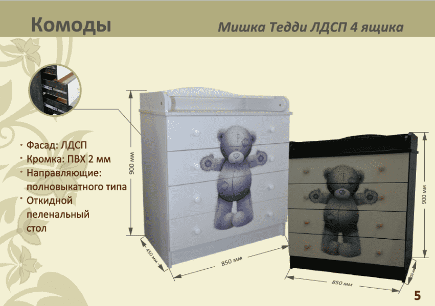 детский комод мишка тедди лдсп 4 ящика в Нижневартовске