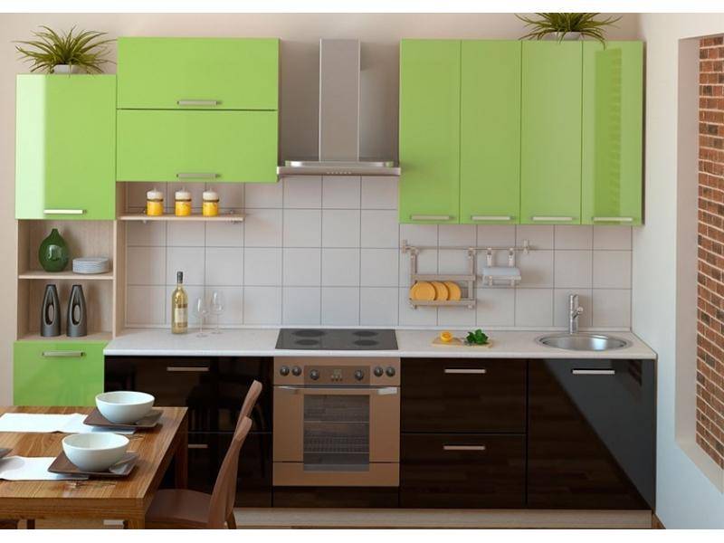 черно-зеленая кухня прямая-12 в Нижневартовске