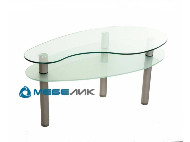 стол журнальный капля серебро/прозрачное в Нижневартовске